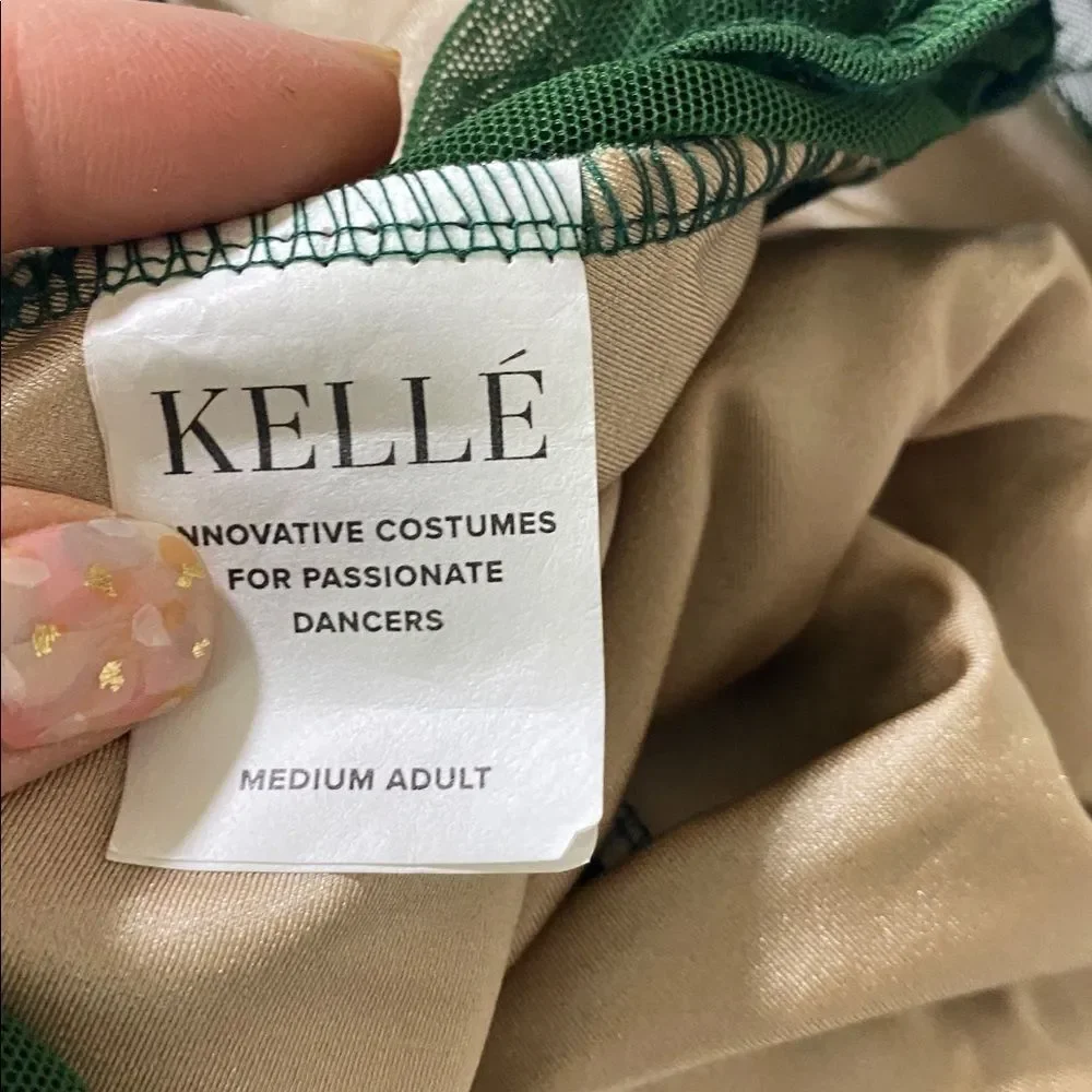 Kelle Dance costume solo jumpsuit unitard SHIFTING LINES 6152 green velvet MA